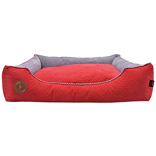 Z4L WauWau Hundebett CEZAR rot gesteppt/grau 80cm x 70cm von Z4L