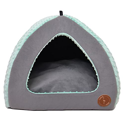 Z4L WauWau Hundehöhle/Katzenhöhle/Bella grau Velvet/Mint Minky 50cm x 50cm von Z4L