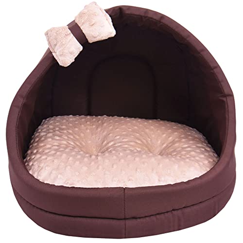 Z4L WauWau Katzen und Hundehöhle gemütlich Farbe beige Minky, braun Hundehütte Katzenhütte 45cm x 45cm Höhlenbett Kuschlig von Z4L