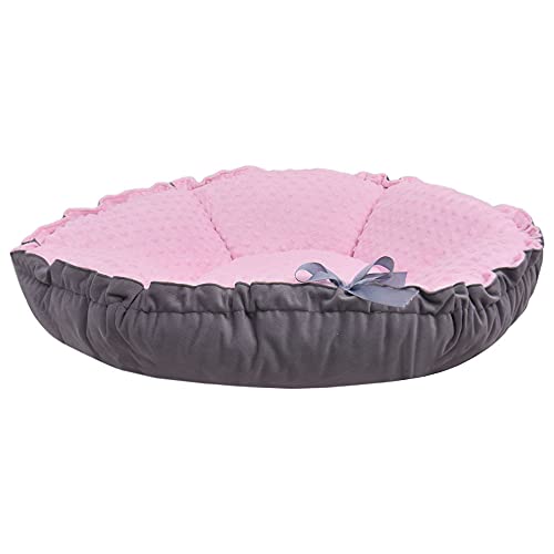 Z4L WauWau Tierbett Daisy grau Velvet/rosa Minky 80cm von Z4L