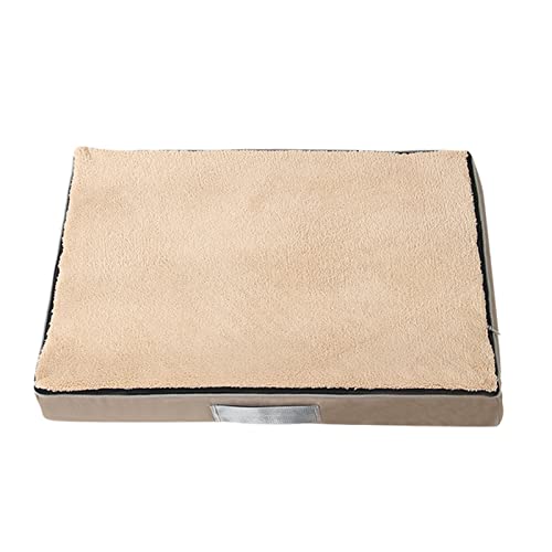 Memory-Schaum-Hundebett mit waschbarem, abnehmbarem Bezug, orthopädisches flaches Hundebett, Hundematratze mit rutschfester Unterseite/wasserdichtem Liner Coffee L/346 ( Color : Khaki , Size : Medium von ZAANU