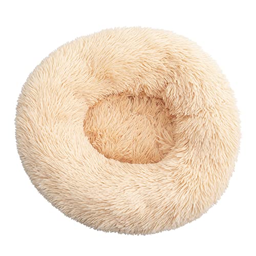 Rundes Katzennest – Winterwarme einfarbige lange Plüsch-Haustierstreu, mehrere Größen, mehrere Spezifikationen, Druck, Katzenbett, Tiefschlaf-Haustiermatte, Lila, 50 cm/342 ( Color : Apricot , Size : von ZAANU