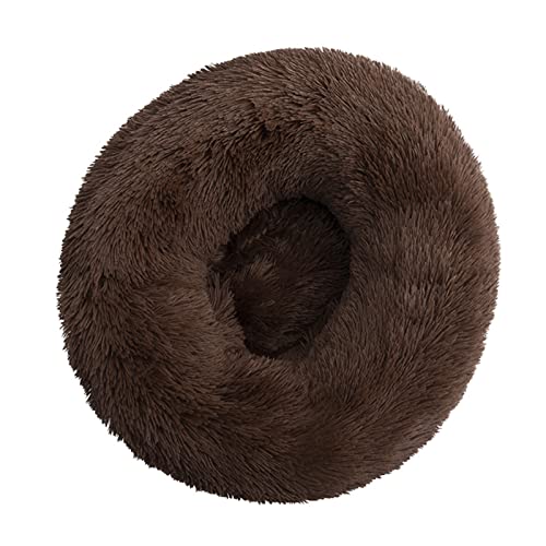 Rundes Katzennest – Winterwarme einfarbige lange Plüsch-Haustierstreu, mehrere Größen, mehrere Spezifikationen, Druck, Katzenbett, Tiefschlaf-Haustiermatte, Lila, 50 cm/342 ( Color : Coffee , Size : 6 von ZAANU