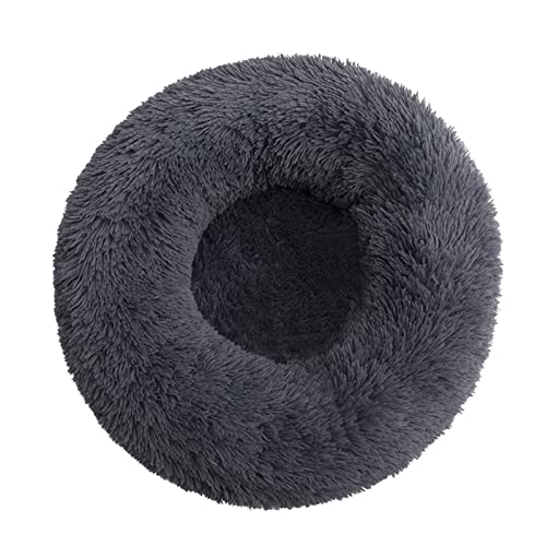 Rundes Katzennest – Winterwarme einfarbige lange Plüsch-Haustierstreu, mehrere Größen, mehrere Spezifikationen, Druck, Katzenbett, Tiefschlaf-Haustiermatte, Lila, 50 cm/342 ( Color : Dark Gray , Size von ZAANU