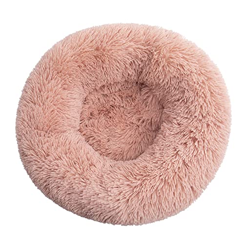 Rundes Katzennest – Winterwarme einfarbige lange Plüsch-Haustierstreu, mehrere Größen, mehrere Spezifikationen, Druck, Katzenbett, Tiefschlaf-Haustiermatte, Lila, 50 cm/342 ( Color : Hot Pink , Size : von ZAANU