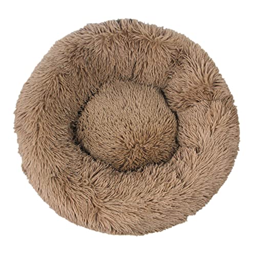 Rundes Katzennest – Winterwarme einfarbige lange Plüsch-Haustierstreu, mehrere Größen, mehrere Spezifikationen, Druck, Katzenbett, Tiefschlaf-Haustiermatte, Lila, 50 cm/342 ( Color : Khaki , Size : 50 von ZAANU