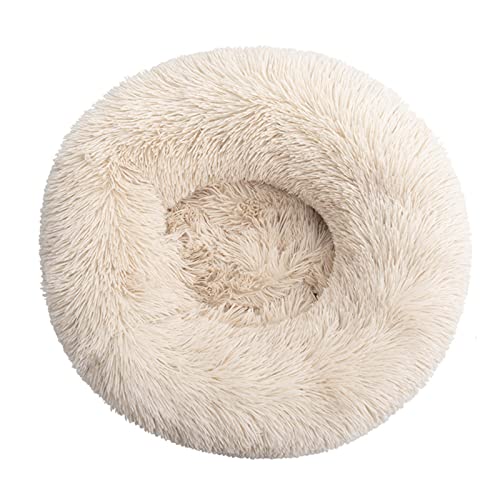 Rundes Katzennest – Winterwarme einfarbige lange Plüsch-Haustierstreu, mehrere Größen, mehrere Spezifikationen, Druck, Katzenbett, Tiefschlaf-Haustiermatte, Lila, 50 cm/342 ( Color : Light Brown , Siz von ZAANU