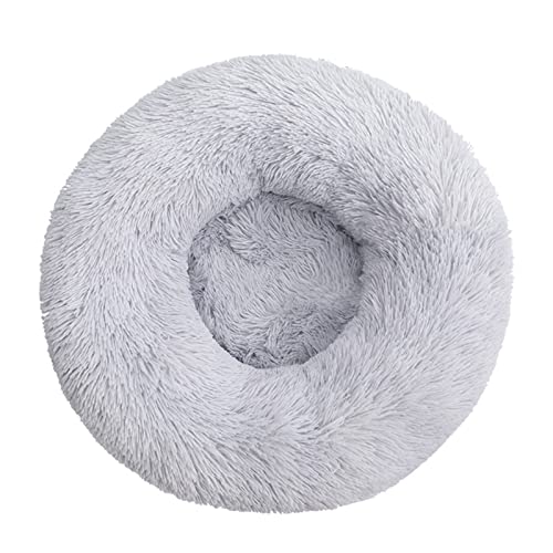 Rundes Katzennest – Winterwarme einfarbige lange Plüsch-Haustierstreu, mehrere Größen, mehrere Spezifikationen, Druck, Katzenbett, Tiefschlaf-Haustiermatte, Lila, 50 cm/342 ( Color : Light Grey , Size von ZAANU