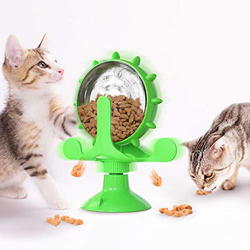 Windmühle, Katzenspielzeug, Drehteller for Katzen, interaktives Haustierspielzeug und Glocke, interaktiver Futterspender for Katzen und Hunde, Verwendung mit Futter oder Leckereien, drehbarer interakt von ZAANU