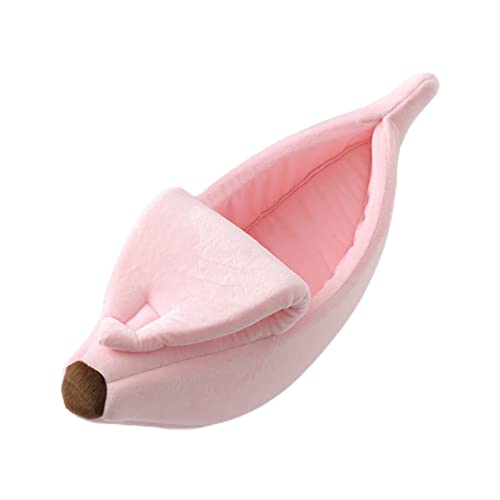 ZAANU Niedliches Bananen-Katzenbetthaus, warmes Tuch, weiches Bett, Katzenschlafmatte, schönes Haustierzubehör for Katzen und Kätzchen, Rosa, 52 x 20 x 15 cm/33 (Color : Beige, Size : 40 * 15 * 11cm) von ZAANU