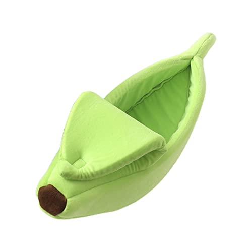 ZAANU Niedliches Bananen-Katzenbetthaus, warmes Tuch, weiches Bett, Katzenschlafmatte, schönes Haustierzubehör for Katzen und Kätzchen, Rosa, 52 x 20 x 15 cm/33 (Color : Green, Size : 40 * 15 * 11cm) von ZAANU