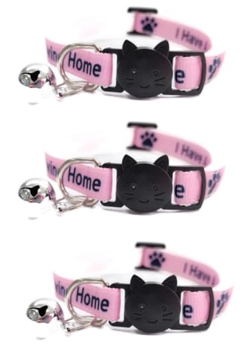 Worded Cat Collars - Please Do Not Feed Me/I Am Microchipped | Safe Quick Release Breakaway Buckle | Zacal Cat Collars - Pink, I Have A Loving Home (3 Stück) von ZACAL