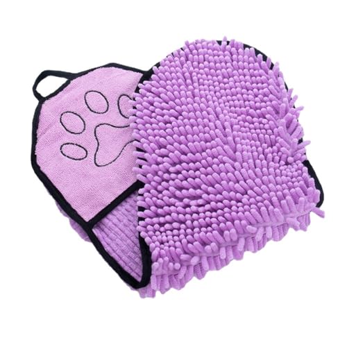 ZADFHSI Schnell trocknendes Handtuch für Hunde, ultra-saugfähige Mikrofaser, bequeme Eingrifftaschen, für drinnen und draußen, strapazierfähiges Material, maschinenwaschbar (lila) von ZADFHSI