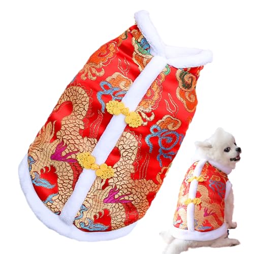 ZAGARO Chinesisches Neujahrskostüm für Hunde, Glüc -Haustier-Cheongsam-Outfit, Winter-Haustierkostüm der Tang-Dynastie, Chinesisches Neujahr, roter Mantel für Hunde, Haustier von ZAGARO