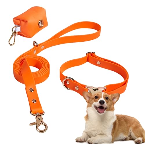 ZAGARO Welpenhalsbänder, verstellbares Hundehalsband | Hundehalsband-Set,Passendes Set aus Hundehalsband und Leine mit Kotbeutelhalter für kleine und mittelgroße Haustiere und Welpen von ZAGARO