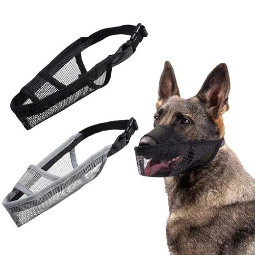 ZAHD 2 Stück Hunde atmungsaktive Haustier Maske Maulkorb für große Hunde Maulkorb mittlere Nylon Maulkorb Für Hunde Verstellbare Schlaufe Weiche Verstellbare Mesh Maulkörbe Verhindert Das Beißen von ZAHD