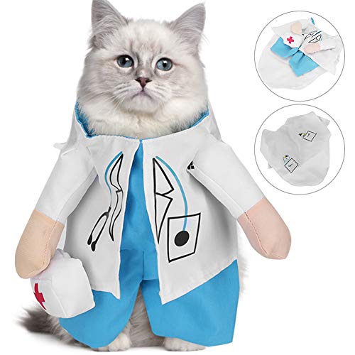 Katzen-Arztkostüm, Hundekostüme für Kleine Hunde, Katzen-Halloween-Kostüme, Cosplay, Party, Hundekleidung, Arztanzug, Verkleidungskostüm, Outfit, Katzenbekleidung, Niedliche von ZAICOLER