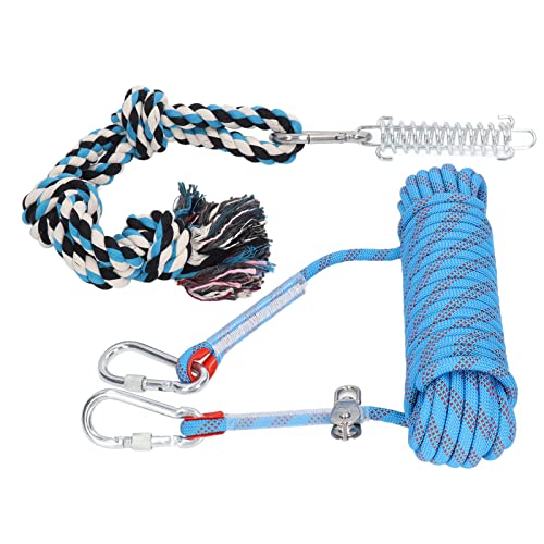 ZAICOLER Tether Tug Outdoor-Hundespielzeug, Hundeseilspielzeug Hundeschleppspielzeug mit Stahlschnalle 49,2 Fuß Hundefederstangenspielzeug, Hundehängeseilspielzeug, Hunde-Bungee-Seil, von ZAICOLER