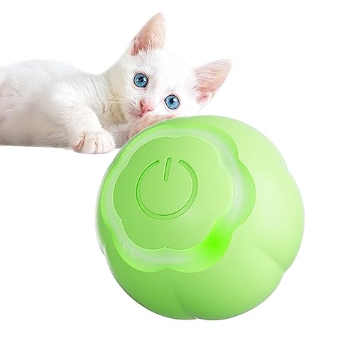 ZALBYUY Intelligenter interaktiver Katzenspielball mit LED-Lichtern, Katzenspielzeug, automatischer beweglicher Rollball für Indoor-Katzen, Katzenbegleiter-Spielzeug, USB-Aufladung von ZALBYUY