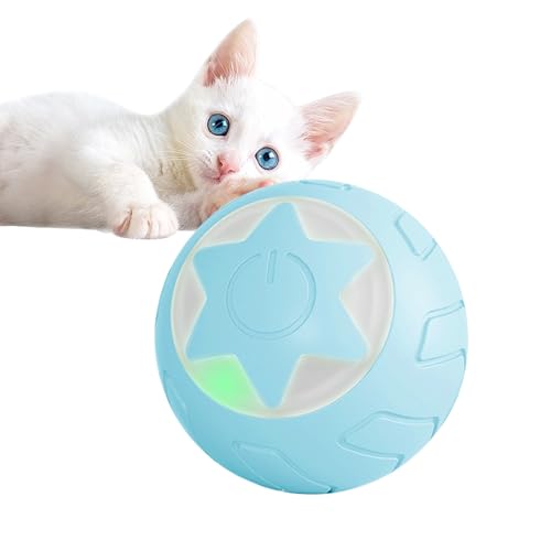 ZALBYUY Intelligenter interaktiver Katzenspielzeug-Ball mit LED-Lichtern, Katzenspielzeug für Indoor-Katzen, automatisch beweglicher hüpfender rollender Ball für Indoor-Katze, Katzen-Begleitspielzeug von ZALBYUY