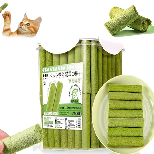 ZANWANXIN Berdexa Cat Grass Teething Sticks, Cat Teeth Cleaning Cat Grass Stick, Edible Cat Grass Stick Snack, Chew Sticks for Cats for Increase Appetite and Hairball Removal (120 Root Box Packing) von ZANWANXIN