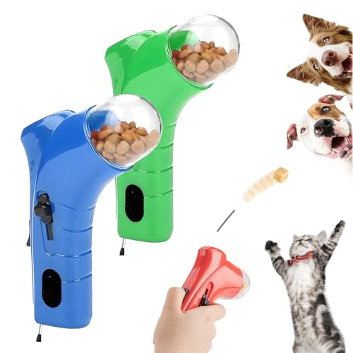 ZANWANXIN Cat Treat Gun, Cat Treat Launcher, Dog Food Catapult, Pet Treat Gun, Interactive Pet Treat Dispenser Toy, Handheld Cats Treat Launcher, Cats Treat Dispenser Shooter Toy (Blue+Green) von ZANWANXIN