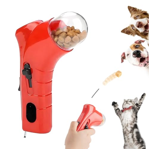 ZANWANXIN Cat Treat Gun, Cat Treat Launcher, Dog Food Catapult, Pet Treat Gun, Interactive Pet Treat Dispenser Toy, Handheld Cats Treat Launcher, Cats Treat Dispenser Shooter Toy (Red) von ZANWANXIN