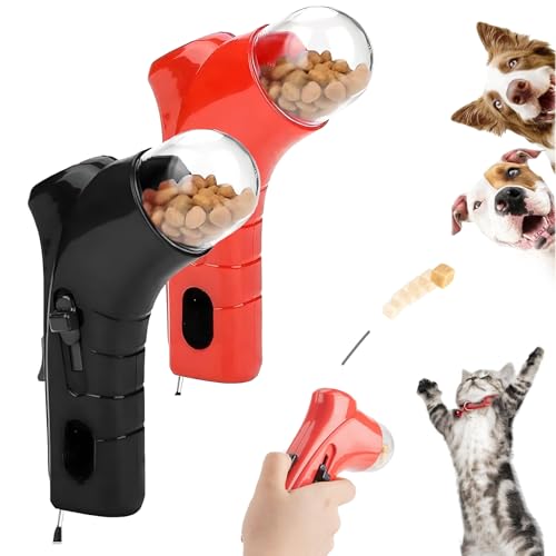 ZANWANXIN Cat Treat Gun, Cat Treat Launcher, Dog Food Catapult, Pet Treat Gun, Interactive Pet Treat Dispenser Toy, Handheld Cats Treat Launcher, Cats Treat Dispenser Shooter Toy (Red+Black) von ZANWANXIN