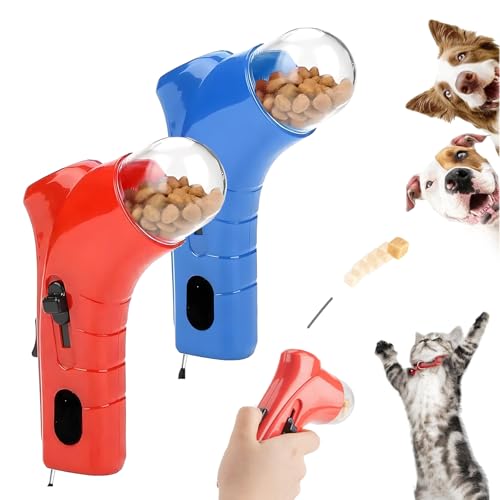 ZANWANXIN Cat Treat Gun, Cat Treat Launcher, Dog Food Catapult, Pet Treat Gun, Interactive Pet Treat Dispenser Toy, Handheld Cats Treat Launcher, Cats Treat Dispenser Shooter Toy (Red+Blue) von ZANWANXIN