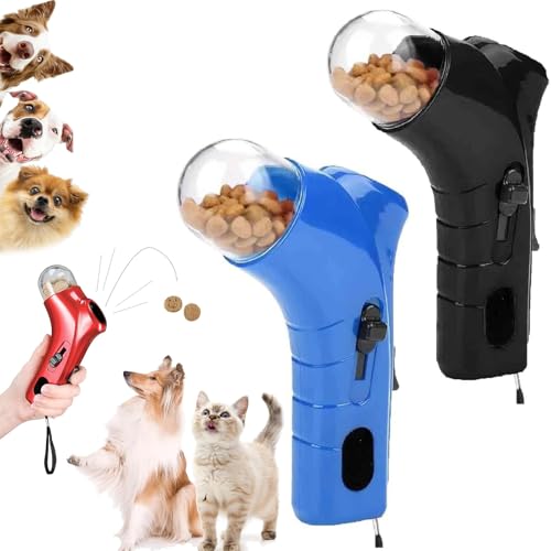 ZANWANXIN Cat Treat Gun, Cat Treat Shooter Gun, Cats Treats Launcher, Dog Treats Launcher, Cats Treats Dispenser Toy (Black+Blue) von ZANWANXIN