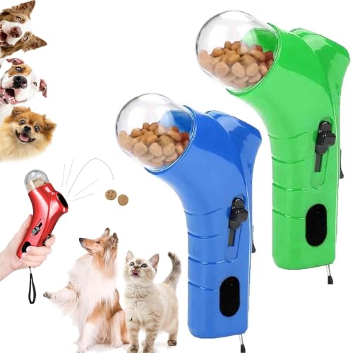 ZANWANXIN Cat Treat Gun, Cat Treat Shooter Gun, Cats Treats Launcher, Dog Treats Launcher, Cats Treats Dispenser Toy (Blue+Green) von ZANWANXIN