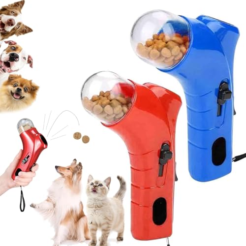 ZANWANXIN Cat Treat Gun, Cat Treat Shooter Gun, Cats Treats Launcher, Dog Treats Launcher, Cats Treats Dispenser Toy (Red+Blue) von ZANWANXIN