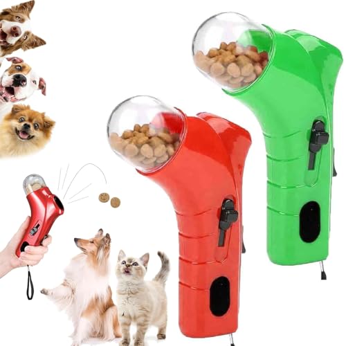 ZANWANXIN Cat Treat Gun, Cat Treat Shooter Gun, Cats Treats Launcher, Dog Treats Launcher, Cats Treats Dispenser Toy (Red+Green) von ZANWANXIN