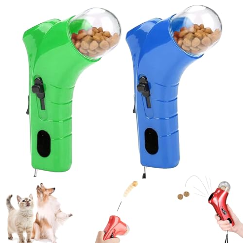 ZANWANXIN Cat Treat Gun,Interactive Cats Treats Shooter Gun,Cat Food Shooter,Pet Treat Snack Dispenser Toy, Cats Treats Toys Interactive Feeder for Exercise & Play (Blue+Green) von ZANWANXIN