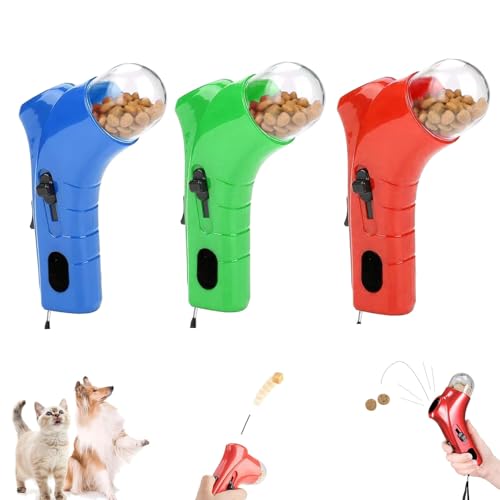 ZANWANXIN Cat Treat Gun,Interactive Cats Treats Shooter Gun,Cat Food Shooter,Pet Treat Snack Dispenser Toy, Cats Treats Toys Interactive Feeder for Exercise & Play (Blue+Red+Green) von ZANWANXIN