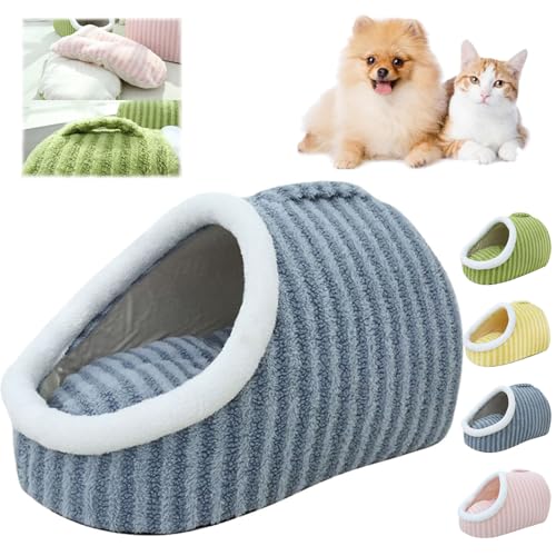 ZANWANXIN Cozy Hideaway Pet Bed, Cozy Cave Dog Bed Large, Pet Bed with Cover Cave,Zentric Dog Bed, Non-Slip Washable Soft Pet Slipper Cave Bed Sleeping Bag for Small Medium Pets (Blue, 45*30*25CM) von ZANWANXIN