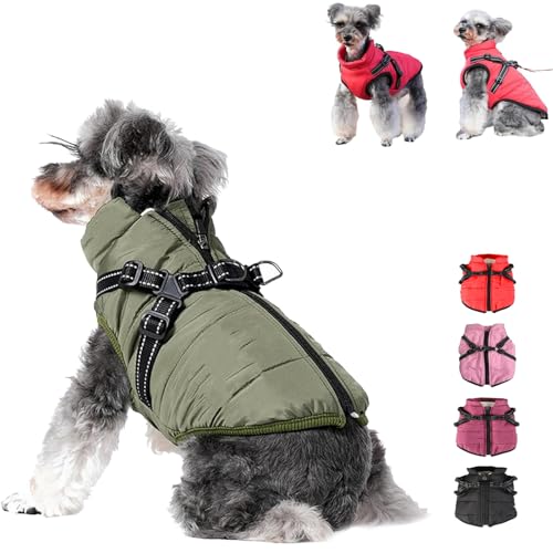 ZANWANXIN Furry King Dog Winter Coat, Furry Dog Jacket, Furryking 3 in 1 Winter Jacket for Dogs, Waterproof Windproof Dog Snow Jacket with Zipper, for Small Medium Large Dogs (Green, 2XL) von ZANWANXIN