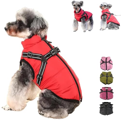 ZANWANXIN Furry King Dog Winter Coat, Furry Dog Jacket, Furryking 3 in 1 Winter Jacket for Dogs, Waterproof Windproof Dog Snow Jacket with Zipper, for Small Medium Large Dogs (Red, 2XL) von ZANWANXIN