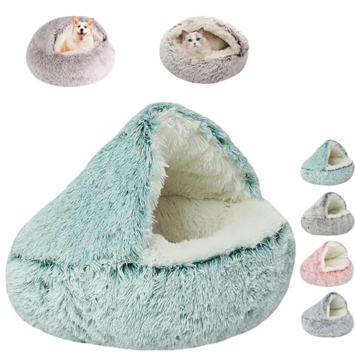 ZANWANXIN Lapcatz Nest Bed, Dog Bed with Cover Cave, Cozy Cocoon Dog Bed, Pet Cave Bed, Winter Pet Plush Bed, Calming Plush Semi-Enclosed Pet Nest Bed for Dogs, Pursnug Cat Bed (Green, 40cm/15.7in) von ZANWANXIN