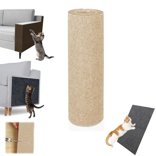 ZANWANXIN Pawmingle Cat Scratching Carpet, Cat Scratching Mat Self Adhesive, Couch Wall Furniture Protector, Suitable for Sofas, Walls, Stair Steps (Beige, 30 * 200cm) von ZANWANXIN