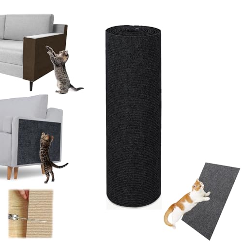 ZANWANXIN Pawmingle Cat Scratching Carpet, Cat Scratching Mat Self Adhesive, Couch Wall Furniture Protector, Suitable for Sofas, Walls, Stair Steps (Black, 30 * 200cm) von ZANWANXIN