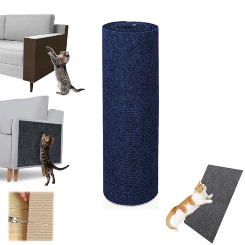 ZANWANXIN Pawmingle Cat Scratching Carpet, Cat Scratching Mat Self Adhesive, Couch Wall Furniture Protector, Suitable for Sofas, Walls, Stair Steps (Dark Blue, 30 * 200cm) von ZANWANXIN