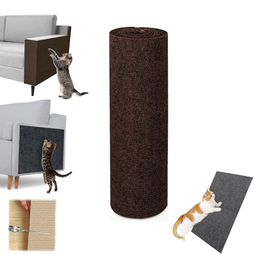 ZANWANXIN Pawmingle Cat Scratching Carpet, Cat Scratching Mat Self Adhesive, Couch Wall Furniture Protector, Suitable for Sofas, Walls, Stair Steps (Dark Brown, 30 * 200cm) von ZANWANXIN