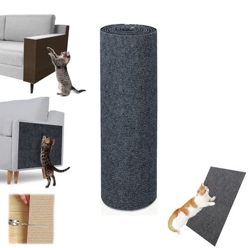 ZANWANXIN Pawmingle Cat Scratching Carpet, Cat Scratching Mat Self Adhesive, Couch Wall Furniture Protector, Suitable for Sofas, Walls, Stair Steps (Dark Gray, 30 * 200cm) von ZANWANXIN