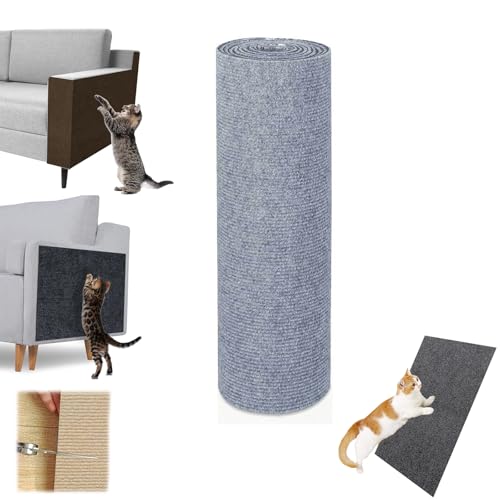 ZANWANXIN Pawmingle Cat Scratching Carpet, Cat Scratching Mat Self Adhesive, Couch Wall Furniture Protector, Suitable for Sofas, Walls, Stair Steps (Light Gray, 30 * 200cm) von ZANWANXIN