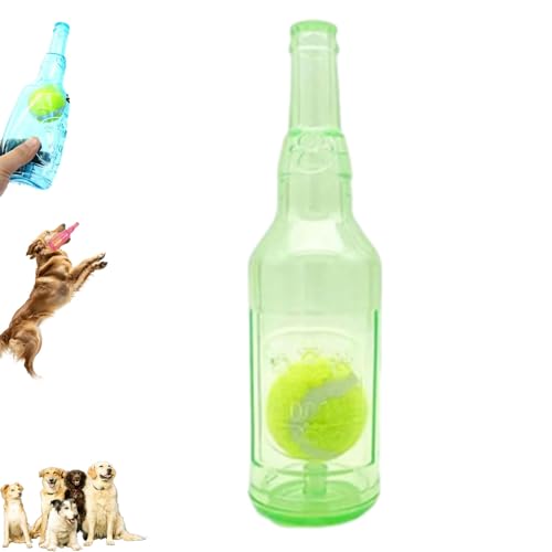 ZANWANXIN Pet Chew Beer Bottle with Tennis Ball, Beer Bottle with Tennis Ball Dog Toy, Crunch and Play Bottle Dog Toy, Interactive for Small Medium Boredom (Green) von ZANWANXIN