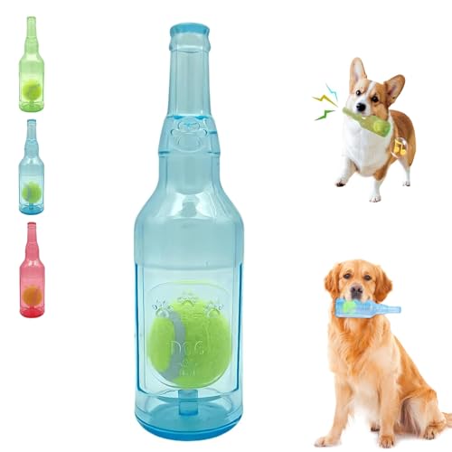 ZANWANXIN Pet Chew Beer Bottle with Tennis Ball,Dog Toy Water Bottle Cruncher, Dogs Toys Bottles with Tenniss Ball Inside,Beer Bottle with Tennis Balls Dog Toy (Blue, Large) von ZANWANXIN