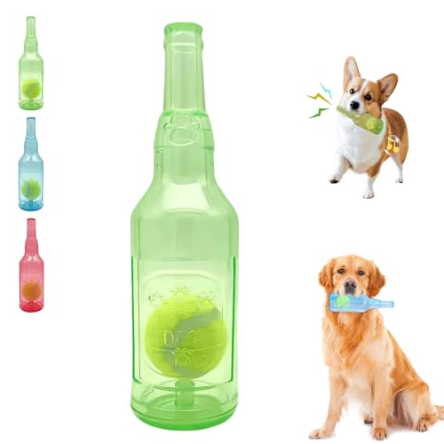 ZANWANXIN Pet Chew Beer Bottle with Tennis Ball,Dog Toy Water Bottle Cruncher, Dogs Toys Bottles with Tenniss Ball Inside,Beer Bottle with Tennis Balls Dog Toy (Green, Large) von ZANWANXIN