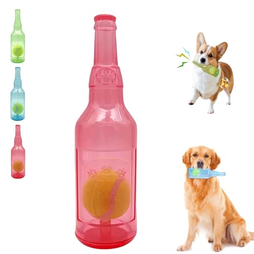 ZANWANXIN Pet Chew Beer Bottle with Tennis Ball,Dog Toy Water Bottle Cruncher, Dogs Toys Bottles with Tenniss Ball Inside,Beer Bottle with Tennis Balls Dog Toy (Pink, Large) von ZANWANXIN