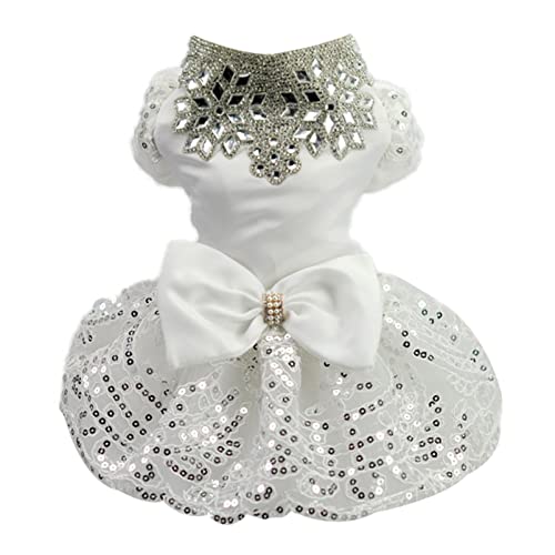 Bling Hundekleid Weiße Hochzeitskleid Party Cosplay Kostüm Handgefertigter Rock Katzen Prinzessinkleid S von ZAOWU